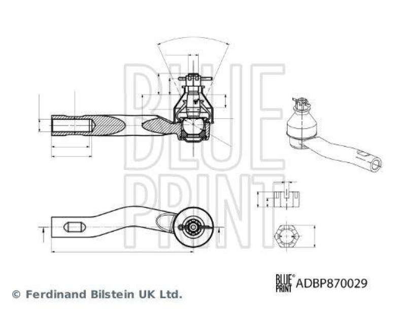 BLUE PRINT ADBP870029 Spurstangenendstück mit Kronenmutter und Splint für TOYOTA