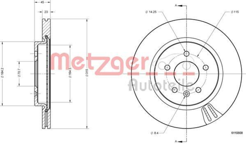 METZGER 6110808 Bremsscheibe Lack/Ks/Ms für OPEL HA