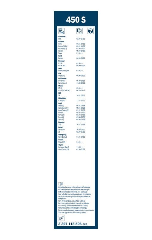 B-Ware BOSCH 3 397 118 506 Wischblatt 450S Twin Scheibenwischer 450/450 mm