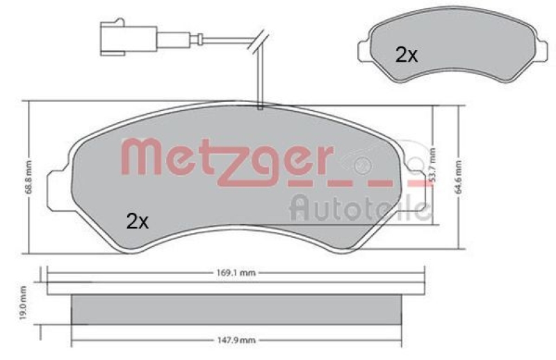 METZGER 1170591 Bremsbelagsatz, Scheibenbremse WVA 24 466