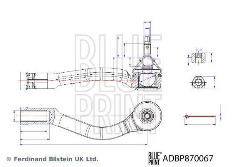 BLUE PRINT ADBP870067 Spurstangenendstück mit Kronenmutter und Splint für HYUNDAI