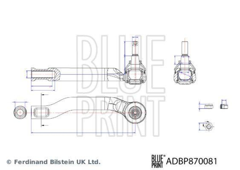 BLUE PRINT ADBP870081 Spurstangenendstück mit Sicherungsmutter für NISSAN