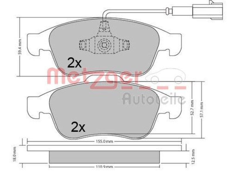 METZGER 1170671 Bremsbelagsatz, Scheibenbremse WVA 24 538