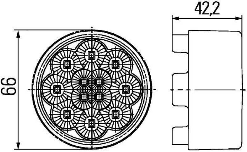 HELLA 2SB 009 001-401 Heckleuchte 66mm LED