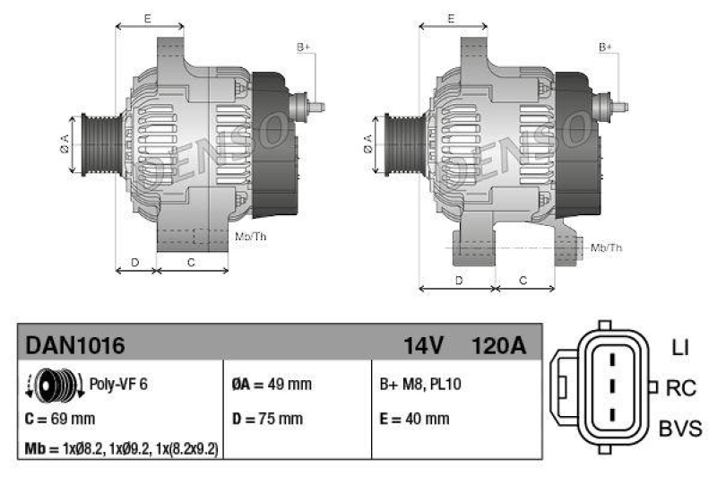 DENSO DAN1016 Generator FORD C-MAX (07-)