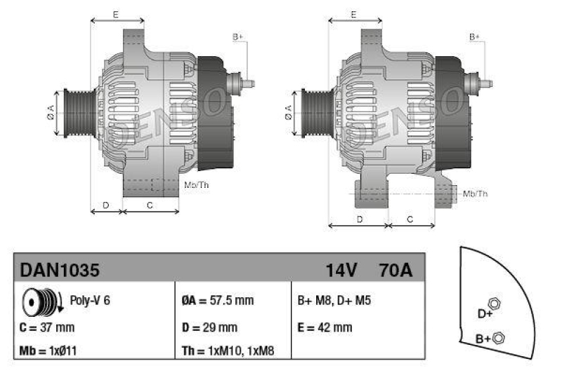 DENSO DAN1035 Generator TOYOTA AYGO