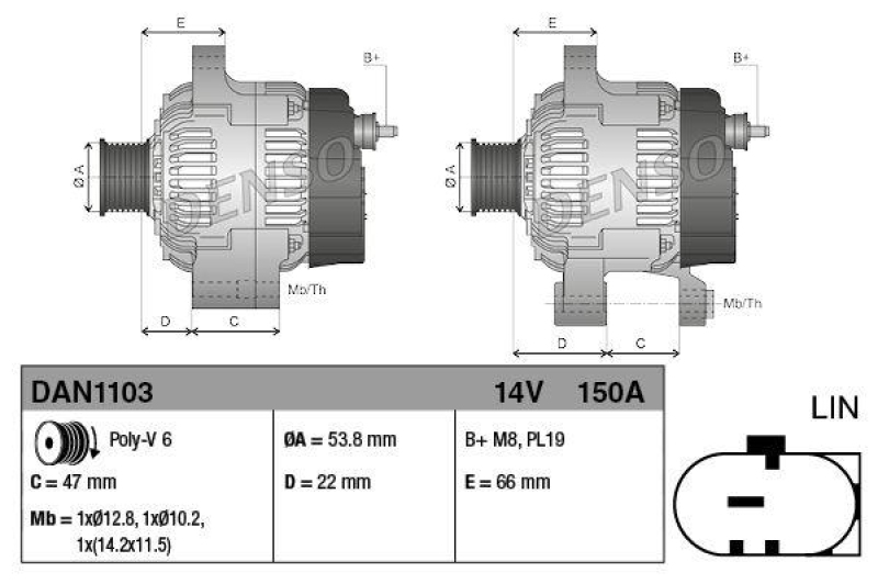 DENSO DAN1103 Generator JAGUAR XK