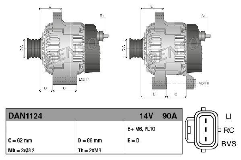 DENSO DAN1124 Generator