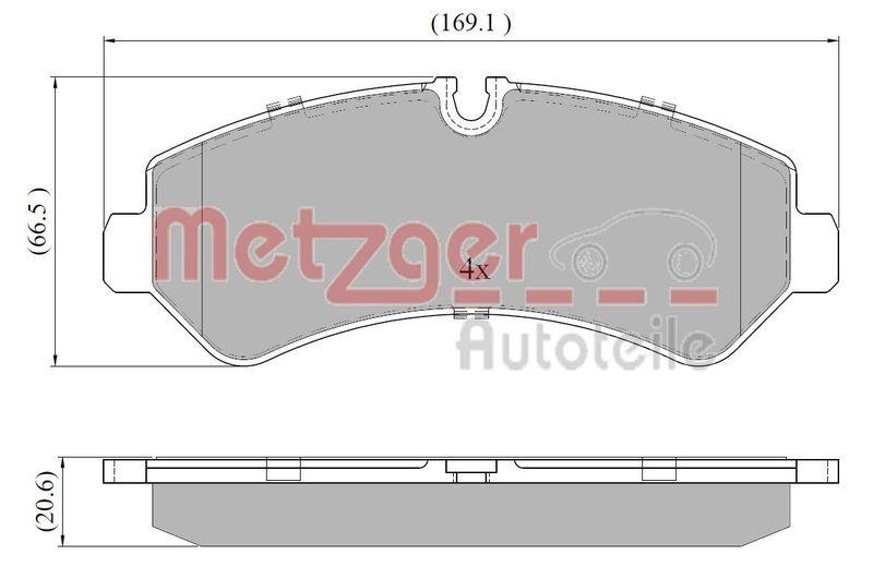 METZGER 1170948 Bremsbelagsatz, Scheibenbremse WVA 22 791