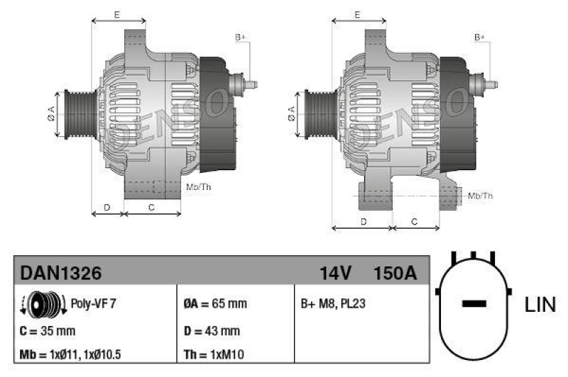 DENSO DAN1326 Generator HONDA CR-V IV 1.6i (Bj: 2013 - )