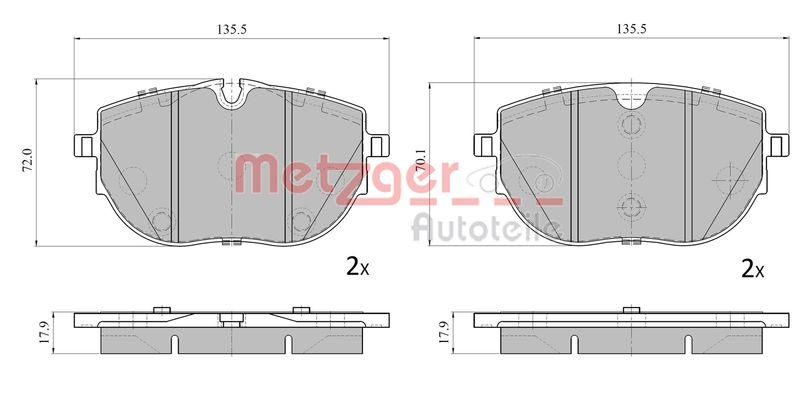 METZGER 1170961 Bremsbelagsatz, Scheibenbremse WVA 26 268