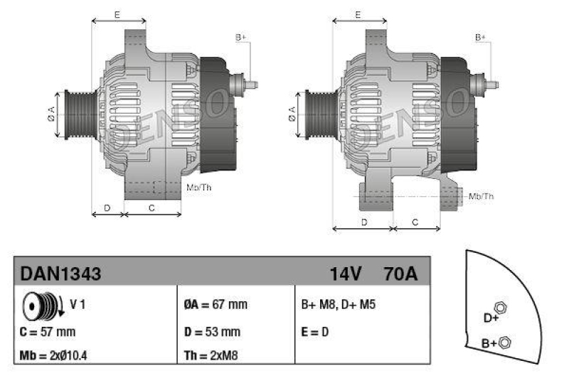 DENSO DAN1343 Generator OPEL Astra F (91 - 01)