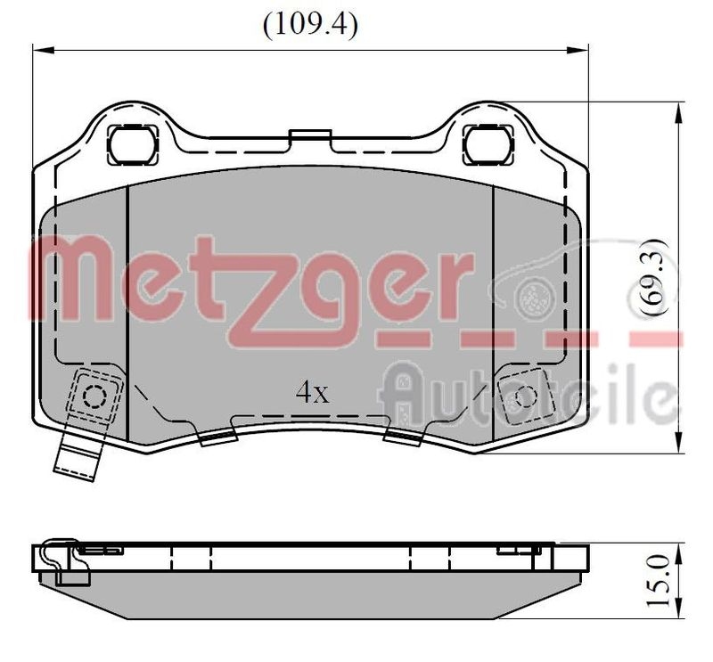 METZGER 1170964 Bremsbelagsatz, Scheibenbremse WVA 24 076