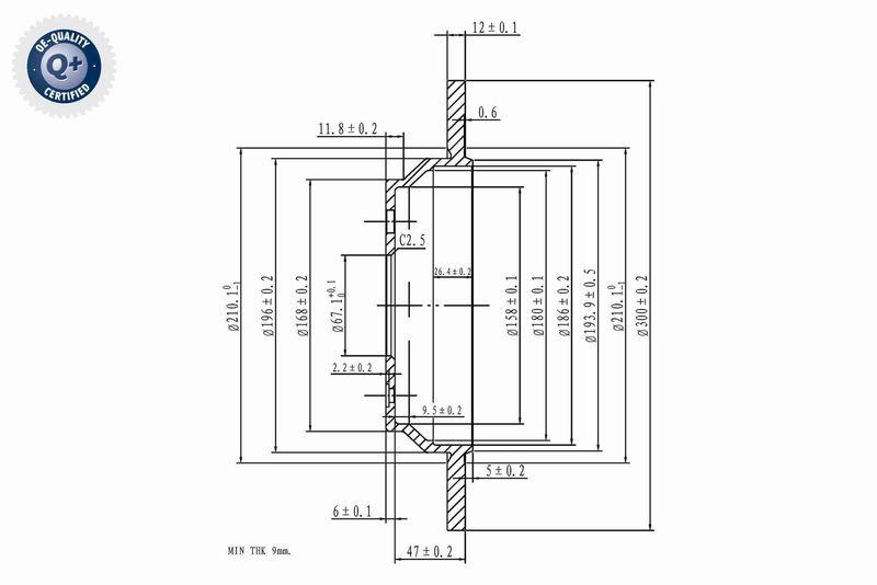 VAICO V30-40062 Bremsscheibe Hinterachse für MERCEDES-BENZ