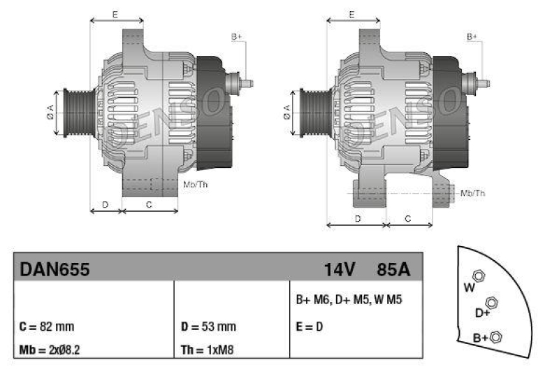 DENSO DAN655 Generator PERKINS