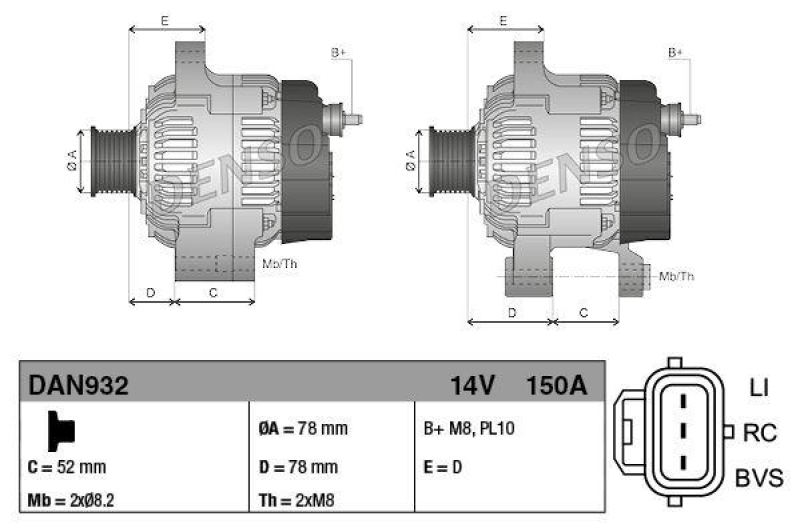 DENSO DAN932 Generator FORD C-MAX (07-)