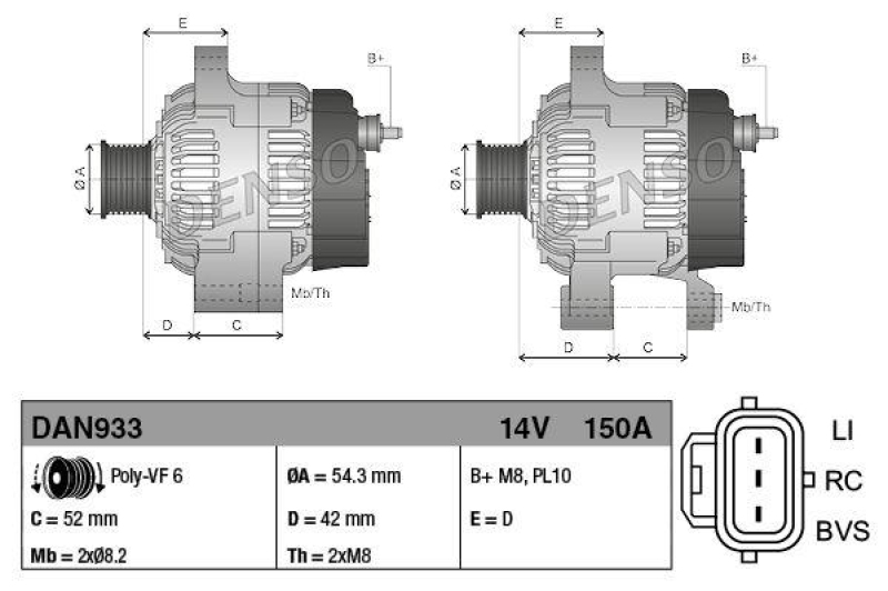 DENSO DAN933 Generator FORD C-MAX (07-)