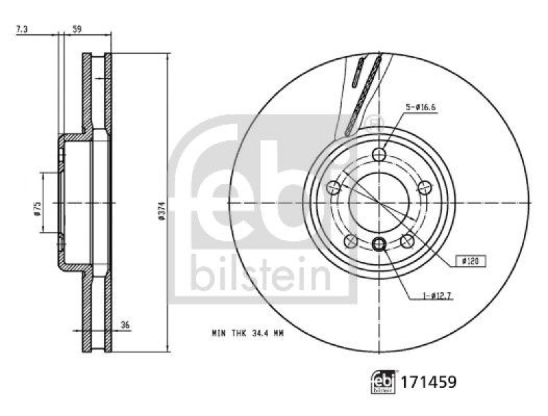 FEBI BILSTEIN 171459 Bremsscheibe für BMW