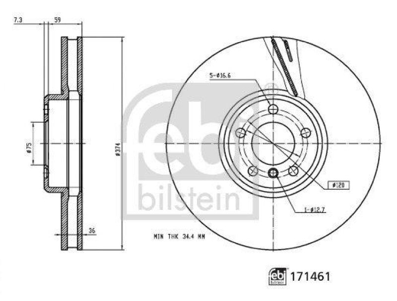 FEBI BILSTEIN 171461 Bremsscheibe für BMW