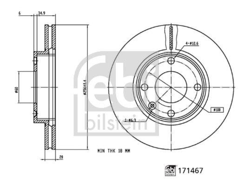 FEBI BILSTEIN 171467 Bremsscheibe für Opel