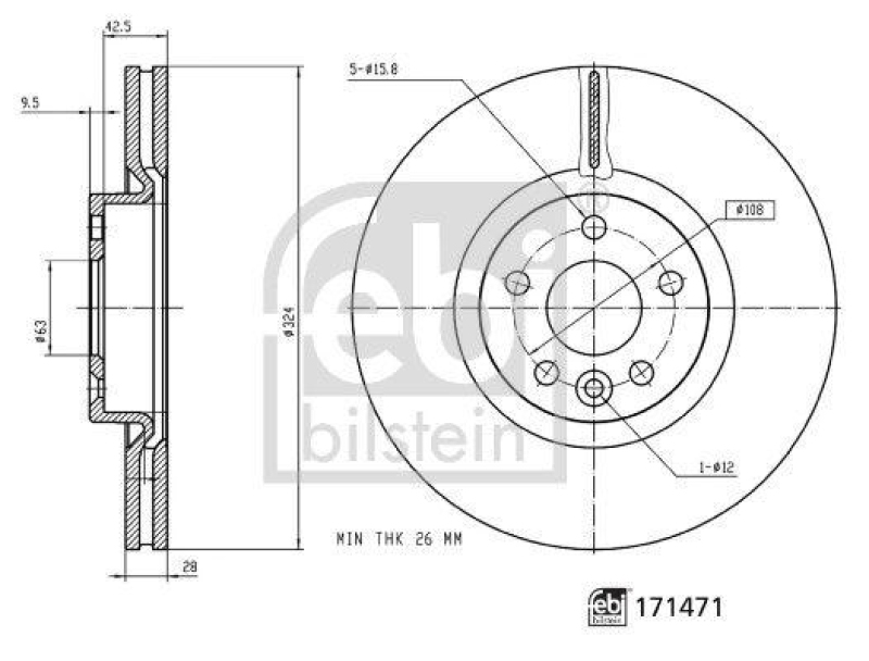 FEBI BILSTEIN 171471 Bremsscheibe für VOLVO