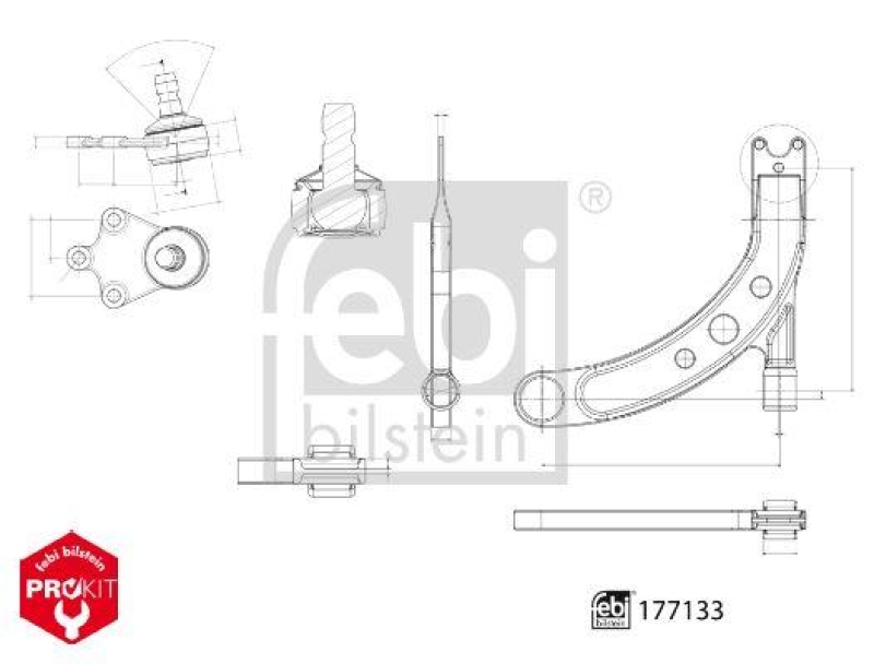 FEBI BILSTEIN 177133 Querlenker mit Anbaumaterial, Lager und Gelenk für VW-Audi