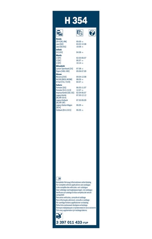 B-Ware BOSCH 3 397 011 433 Wischblatt H354 Scheibenwischer 350 mm hinten