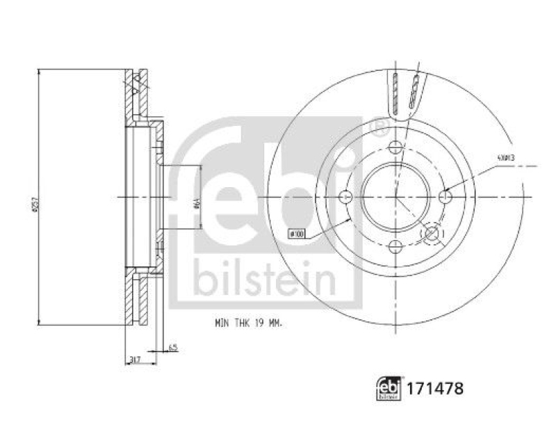 FEBI BILSTEIN 171478 Bremsscheibe für MG