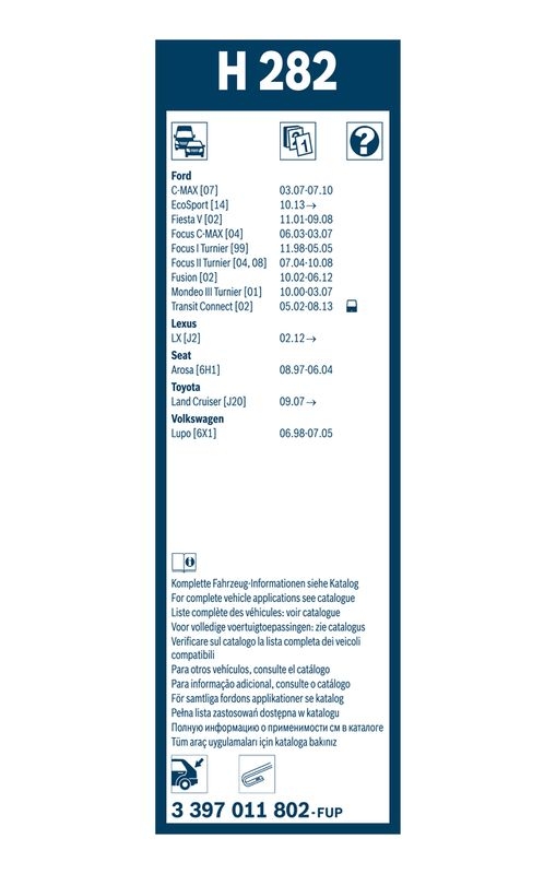 B-Ware BOSCH 3 397 011 802 Wischblatt H282 Scheibenwischer 280 mm hinten