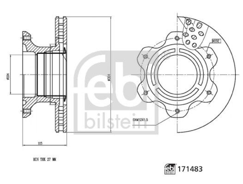 FEBI BILSTEIN 171483 Bremsscheibe für Mercedes-Benz