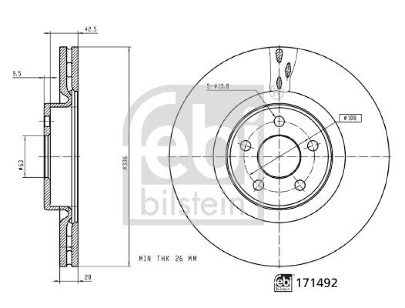 FEBI BILSTEIN 171492 Bremsscheibe für Ford