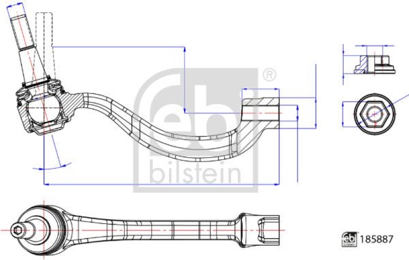 FEBI BILSTEIN 185887 Spurstangenendstück mit Sicherungsmutter für Jaguar