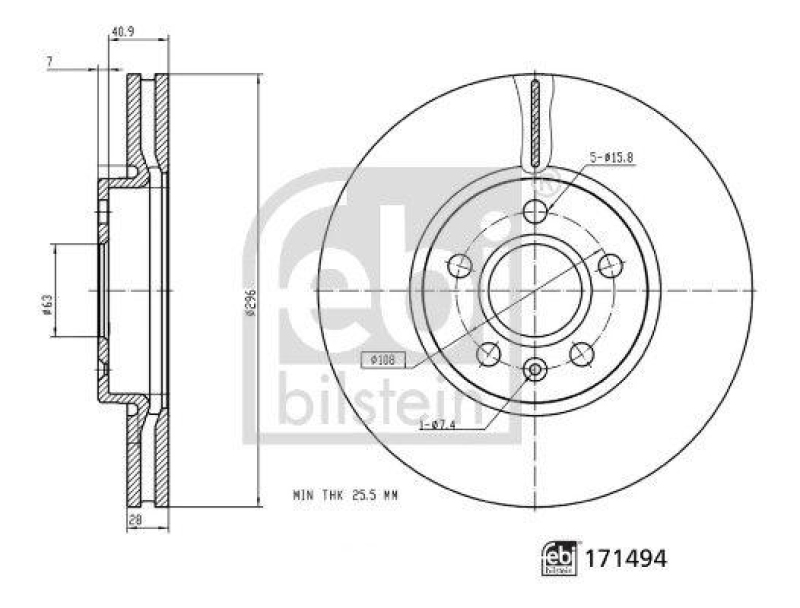 FEBI BILSTEIN 171494 Bremsscheibe für VOLVO