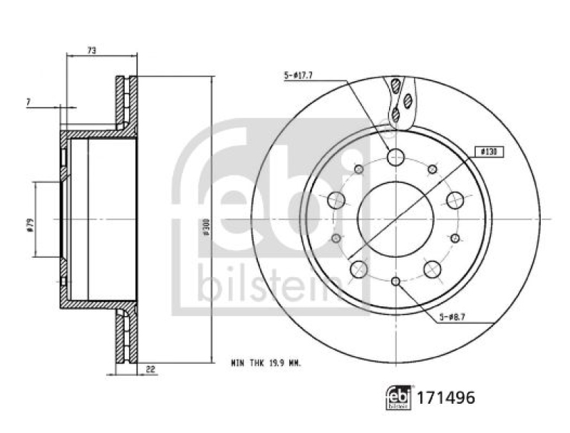 FEBI BILSTEIN 171496 Bremsscheibe für CITROEN