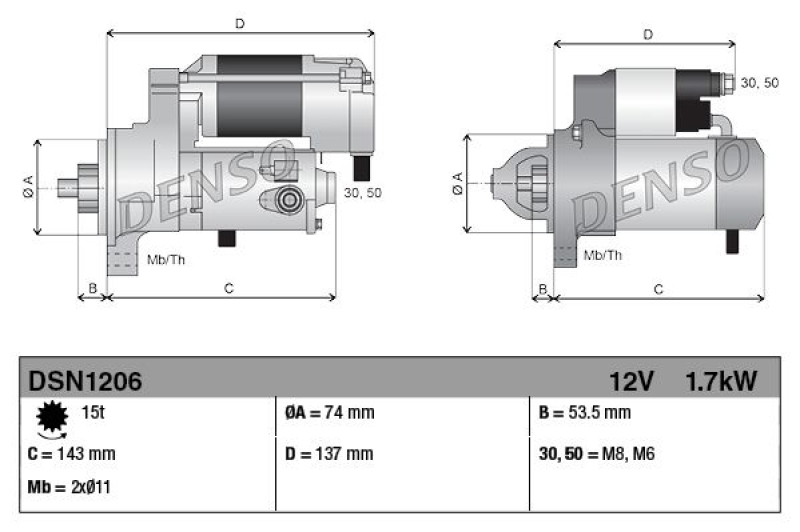 DENSO DSN1206 Starter MERCEDES B-Klasse B180 (Bj: 2011 - )