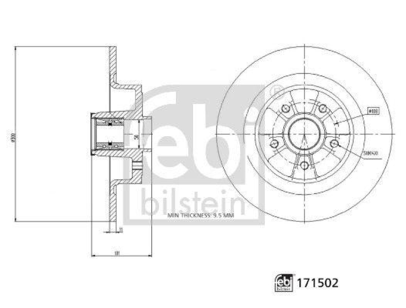 FEBI BILSTEIN 171502 Bremsscheibe für Renault