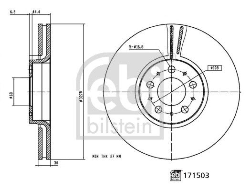 FEBI BILSTEIN 171503 Bremsscheibe für VOLVO