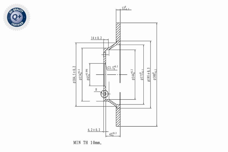 VAICO V10-40090 Bremsscheibe Hinterachse für VW