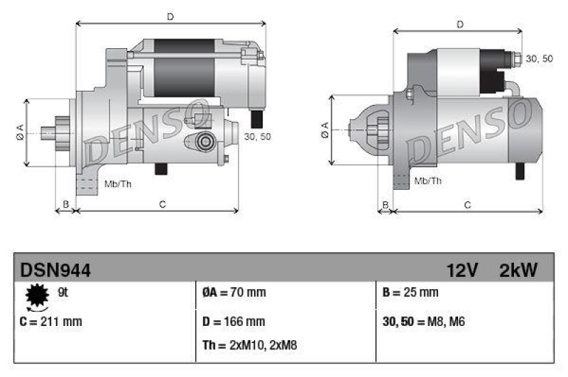 DENSO DSN944 Starter LAND ROVER RANGE ROVER SPORT