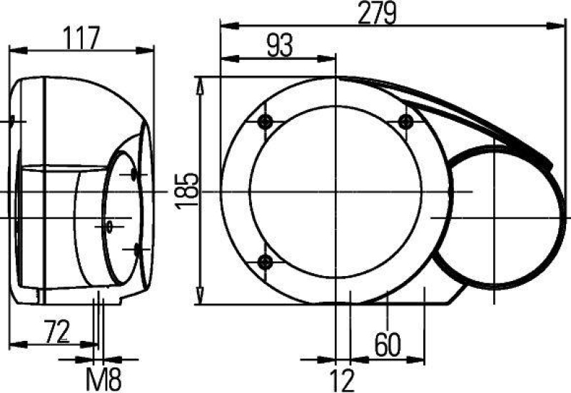 HELLA 1E3 996 160-001 Heckscheinwerfer Combi 133 Halogen