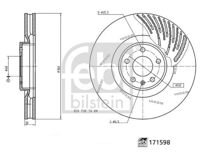 FEBI BILSTEIN 171598 Bremsscheibe für Porsche