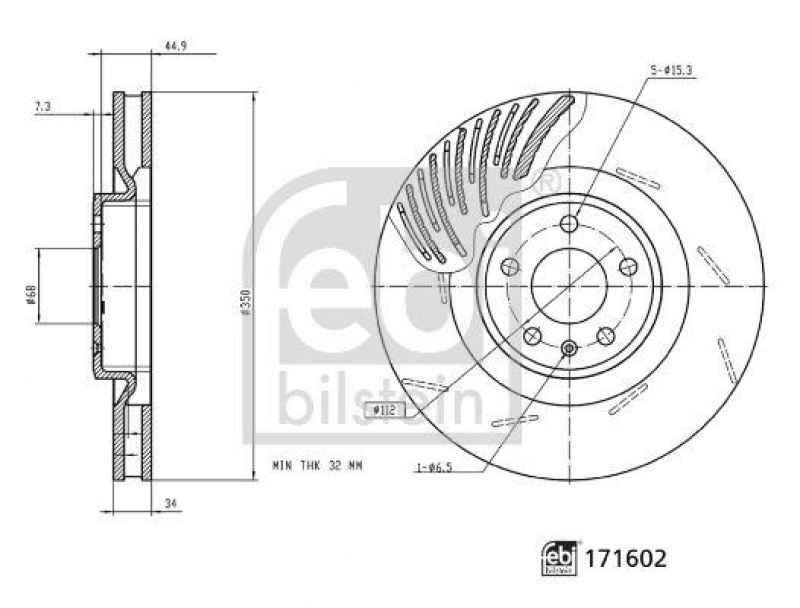 FEBI BILSTEIN 171602 Bremsscheibe für Porsche