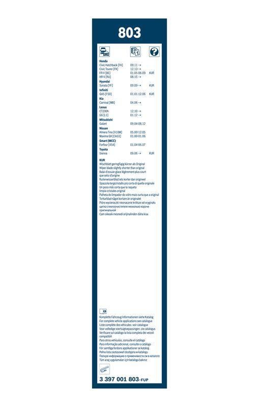 BOSCH 3 397 001 803 Wischblatt 803 Twin Scheibenwischer 650/450 mm vorne