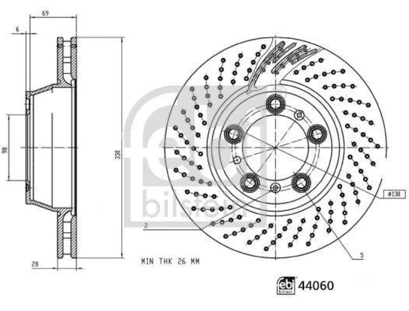 FEBI BILSTEIN 44060 Bremsscheibe für Porsche