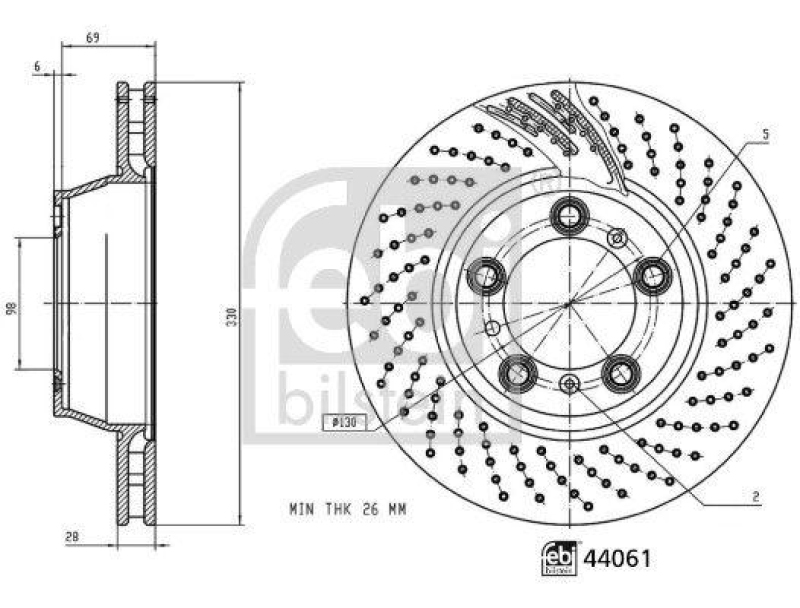 FEBI BILSTEIN 44061 Bremsscheibe für Porsche