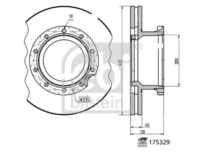 FEBI BILSTEIN 175329 Bremsscheibe für Van Hool