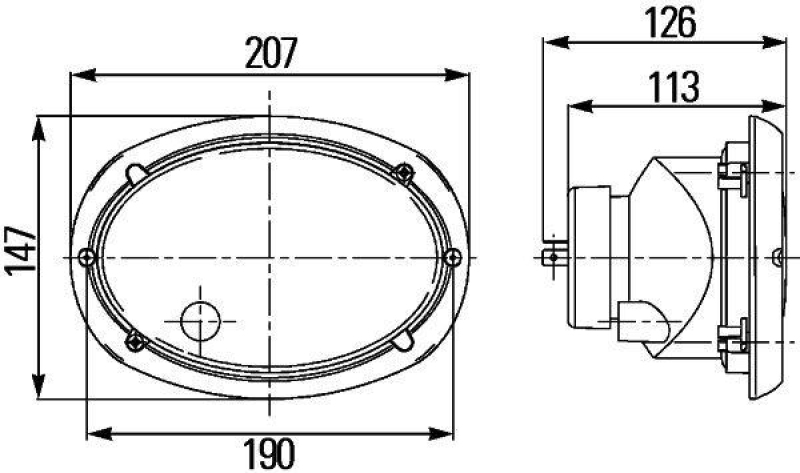 HELLA 1LB 996 157-201 Heckscheinwerfer Oval 120 Halogen