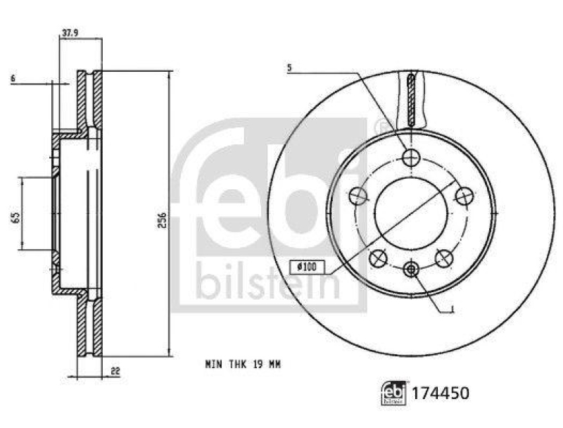 FEBI BILSTEIN 174450 Bremsscheibe für VW-Audi