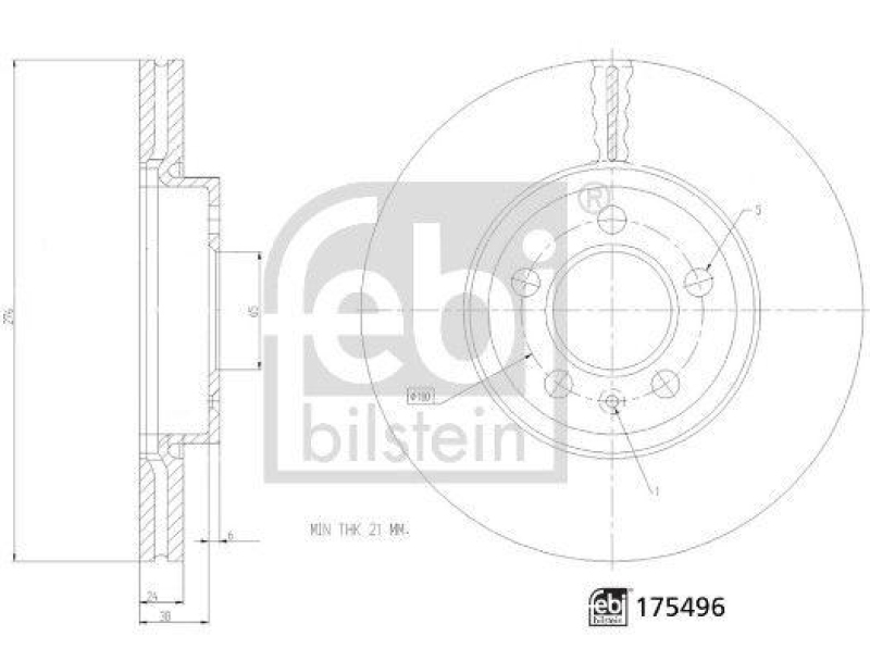 FEBI BILSTEIN 175496 Bremsscheibe für VW-Audi