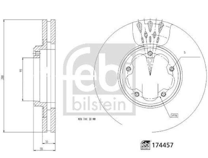 FEBI BILSTEIN 174457 Bremsscheibe für Ford